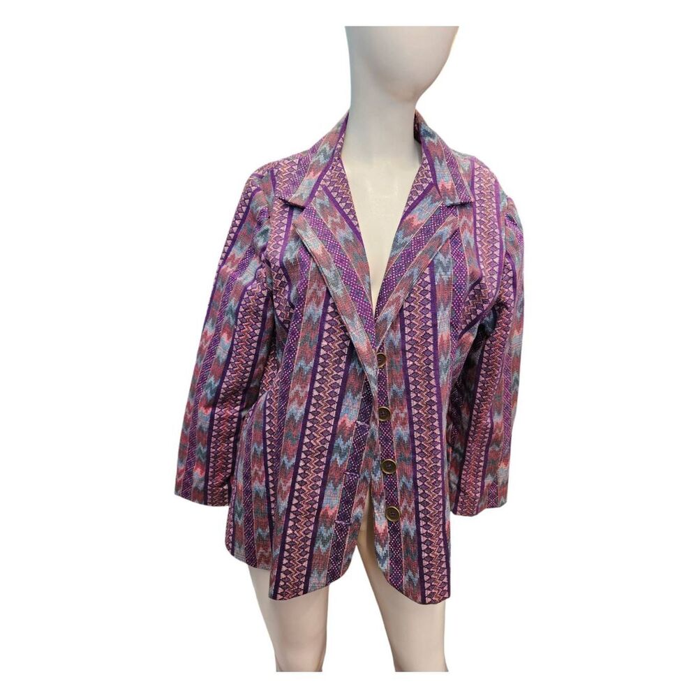 Vintage Purple Jacket Southwest Woven Blazer Womens Size Large